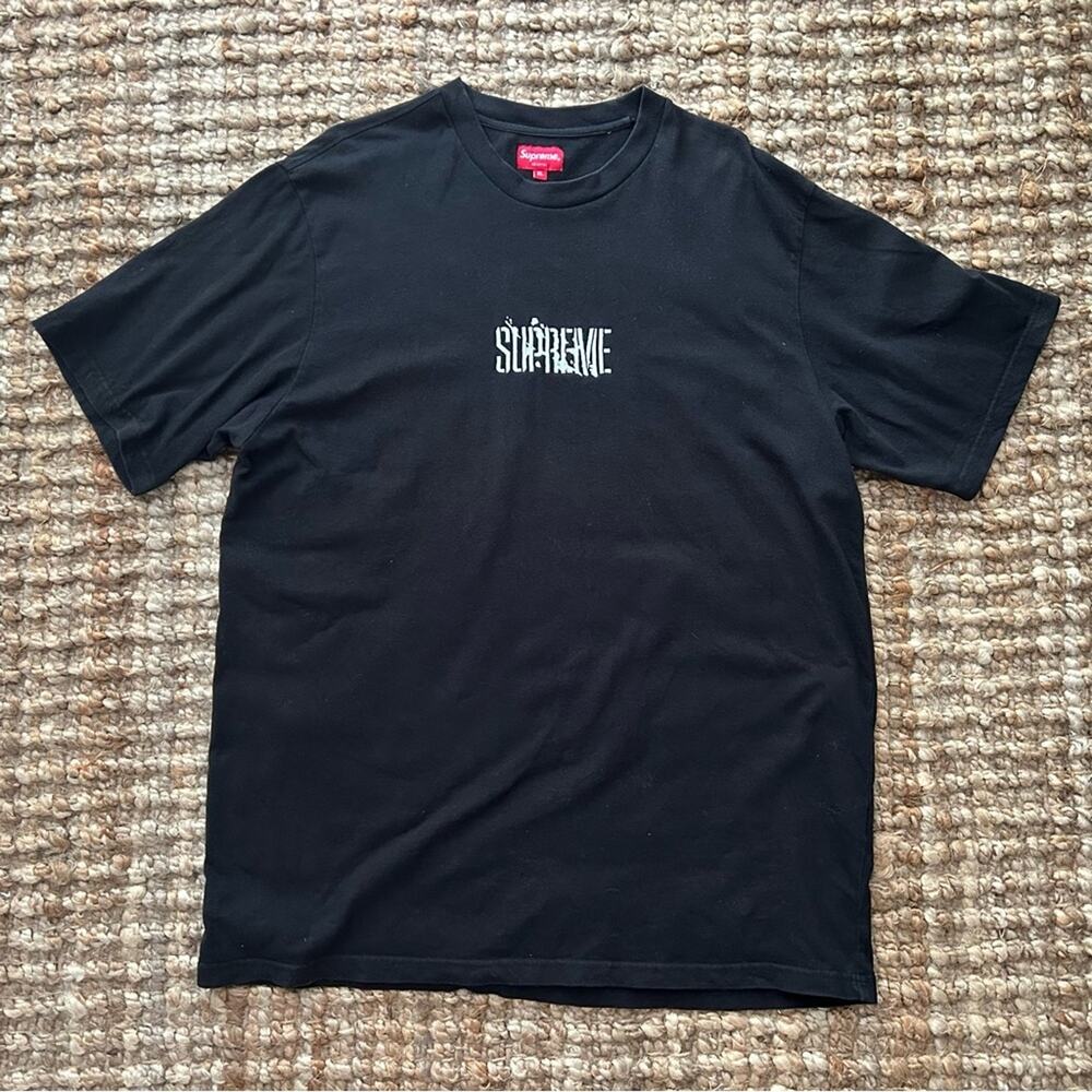 Supreme Distorted Logo Tee Black Men's XL 100% Cotton Made in Portugal NWOT